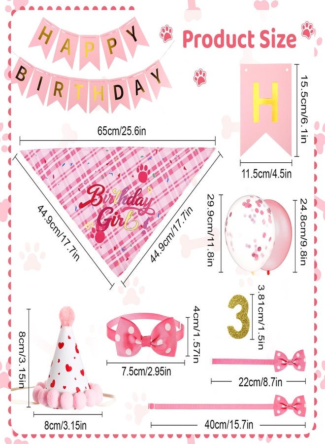Cosblank 14 Pcs Pink Dog Birthday Party Supplies Dog Birthday Bandana Cute Set Hat Dogs Boy Birthdays Outfit with Numbers Banner Bow Tie Balloons for Small Medium Large Pet Dogs Decoration Party - Image 4